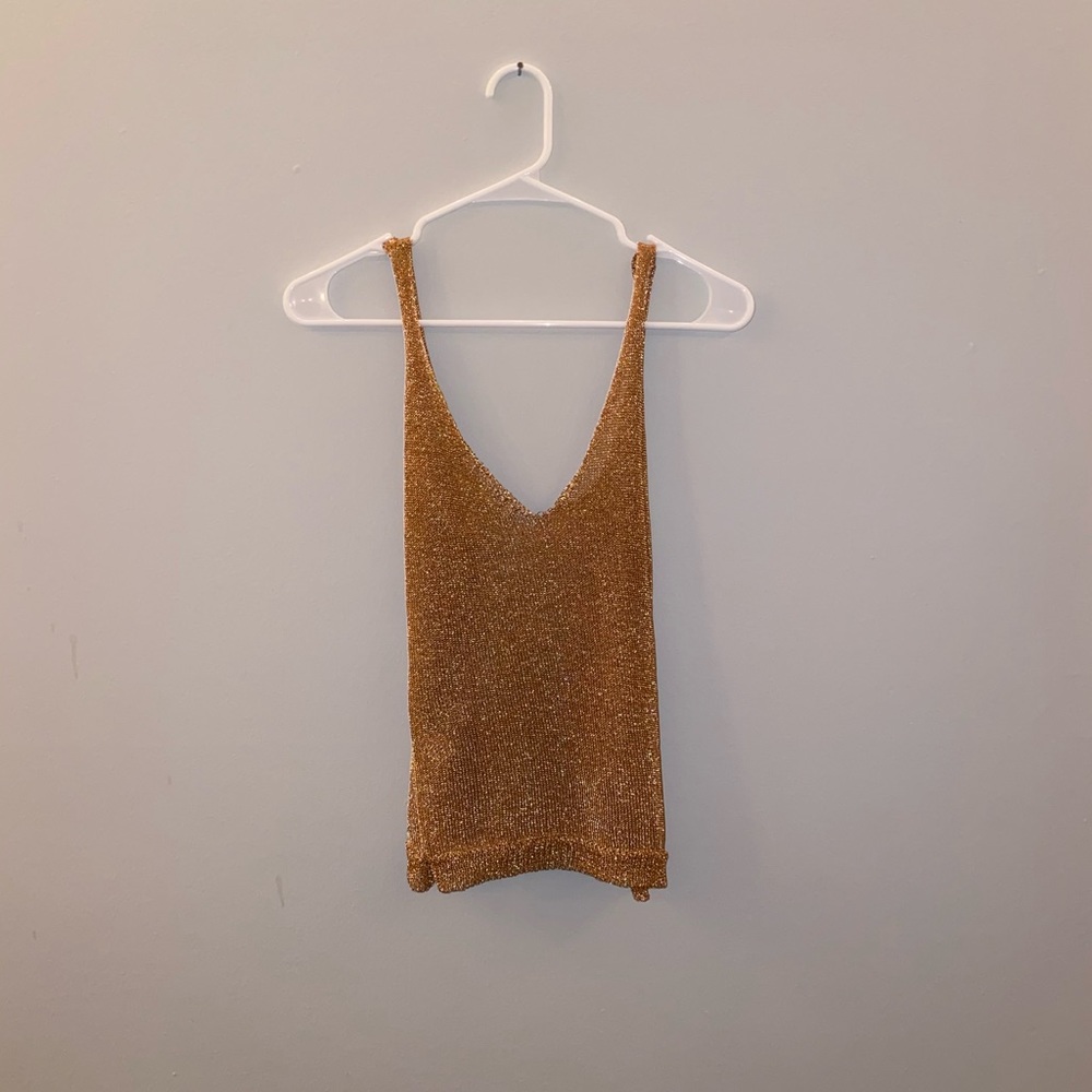 Gold semi-sheer top